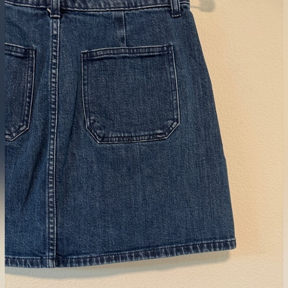 Madewell Utility Denim Zipper Front 70s Hippie Mini Blue Jean Skirt Size 26 - Picture 11 of 12